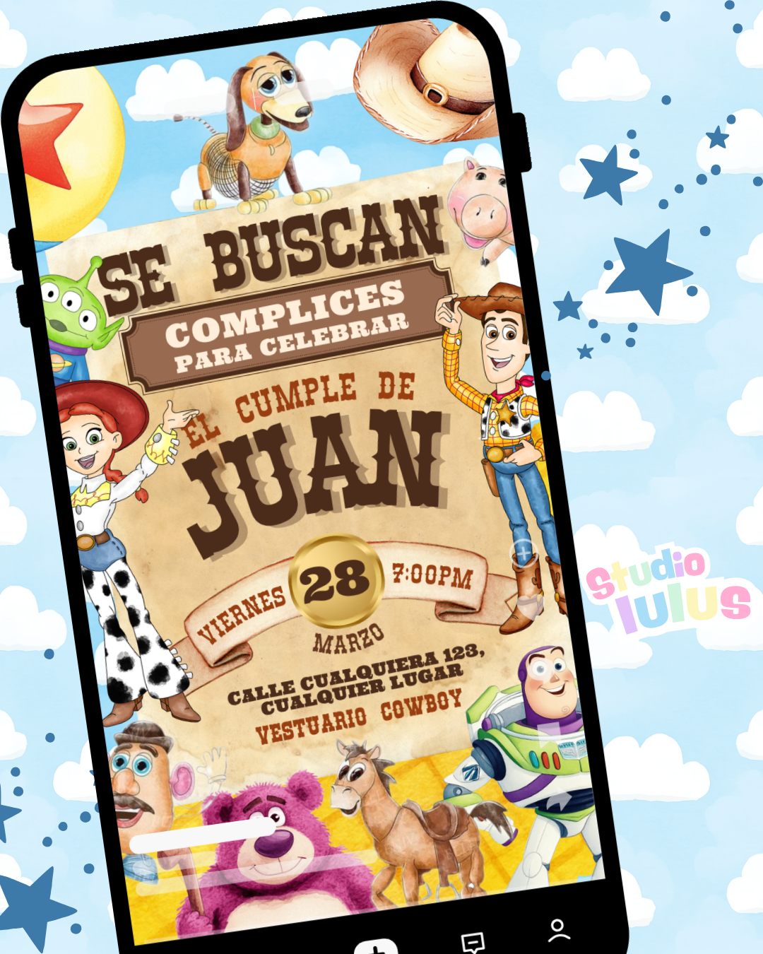 Invitación digital de cumpleaños de Toy Story
